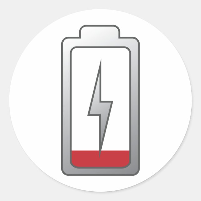 Adesivo Redondo Bateria fraca! (Frente)