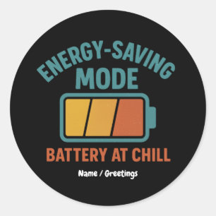 Adesivo Redondo Bateria no modo de economia de energia no chill Re