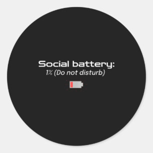 Adesivo Redondo Bateria Social: 1% (Não Perturbe) 