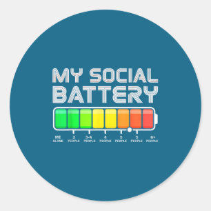Adesivo Redondo Bateria Social Baixa Energia Antissocial Engraçado