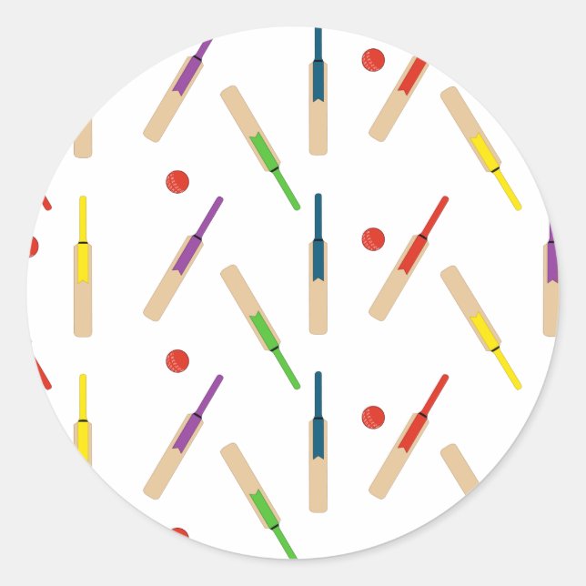 Adesivo Redondo Baterias de críquete/ bolas (Frente)