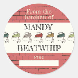 Adesivo Redondo Baterias elétricas de tijolos da cozinha do autoco