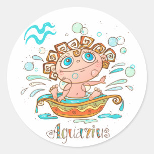 Adesivo Redondo Bath Aquarius Cute