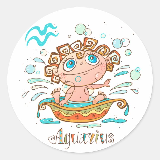 Adesivo Redondo Bath Aquarius Cute (Frente)