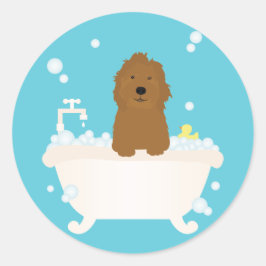 Adesivo Redondo Bath de Bolha de Goldendoodle