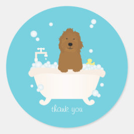 Adesivo Redondo Bath de Bolha de Goldendoodle