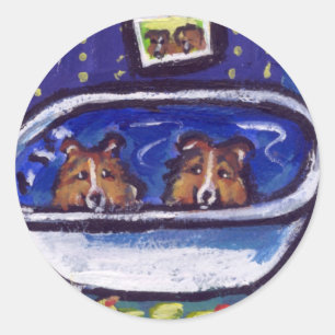 Adesivo Redondo Bathtime de Sheltie