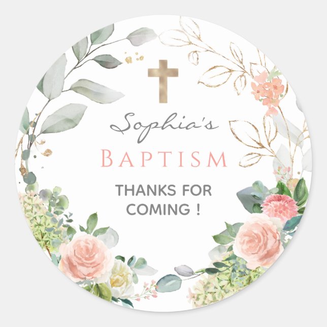 Adesivo Redondo Batidas de Favor do Batismo das Rosas Rosa Escamot (Frente)