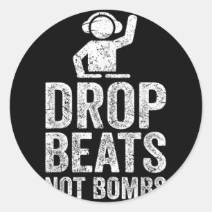 Adesivo Redondo Batidas Não Bombas Protesto Contra Guerra Dj