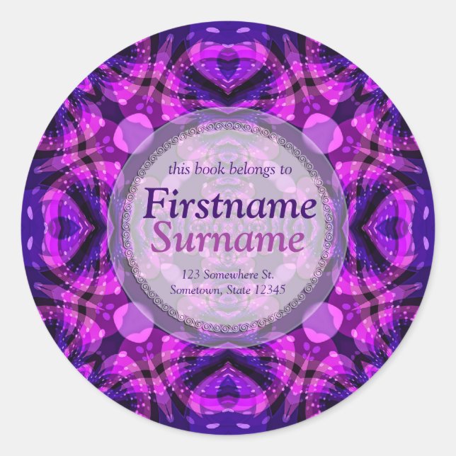 Adesivo Redondo Batik Tie Dye Psychdelic Art Bookplate Sticker (Frente)