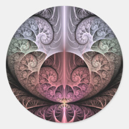 Adesivo Redondo Batimento cardíaco, arte fractal surreal abstrata 