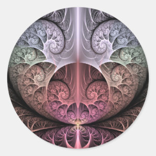 Adesivo Redondo Batimento cardíaco, arte fractal surreal abstrata