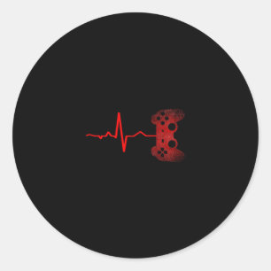 Adesivo Redondo Batimento Cardíaco de Gamer Video Games Jogos Meni