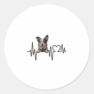 Adesivo Redondo Batimento Cardíaco do Cão de Gado Australiano Ecg