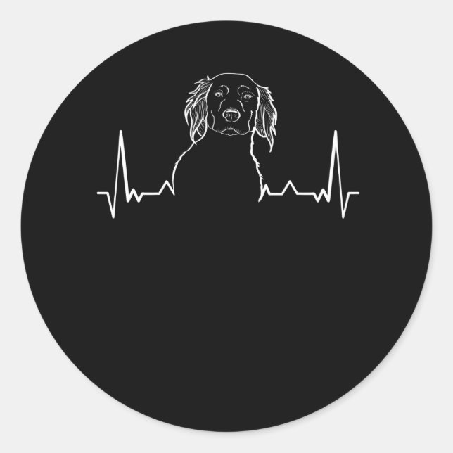 Adesivo Redondo Batimento Cardíaco Pequeno Munsterlander (Frente)