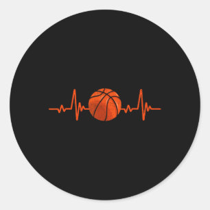 Adesivo Redondo Batimento de basquete com pulsação Vintage Retro B