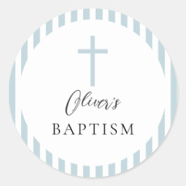 Adesivo Redondo Batismo de Garoto Branco Azul
