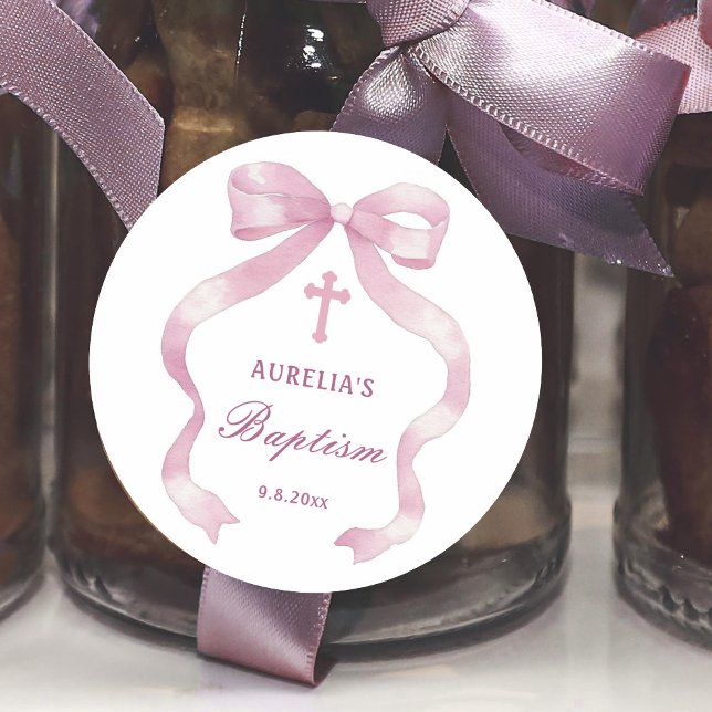 Adesivo Redondo Batismo do Arco Rosa Elegante (Criador carregado)