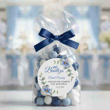 Batismo Espanhol Bautismo Verde Deixa Flores Azuis