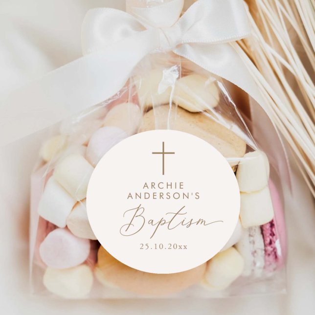 Adesivo Redondo Batismo Minimalista Moderno (Criador carregado)