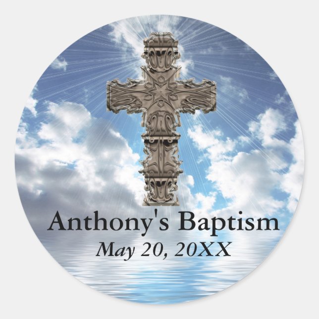 Adesivo Redondo Batismo Personalizado Com Autocolantes Inspiracion (Frente)