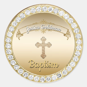 Adesivo Redondo Batismo transversal Dourado do baptismo dos