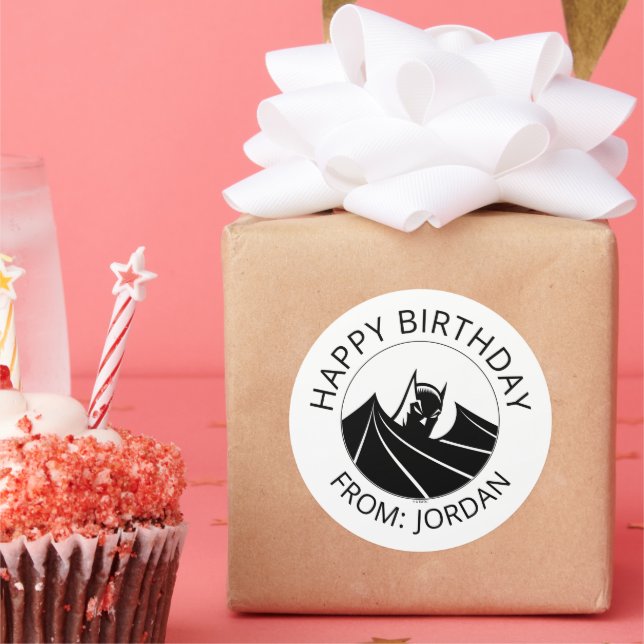 Adesivo Redondo Batman "Caped Crusader" | Feliz Aniversário (Festa)