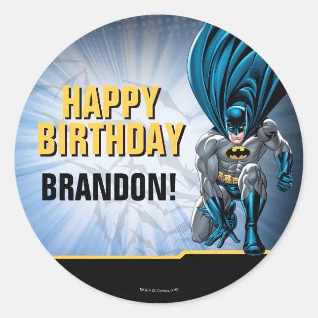 Adesivo Redondo Batman, Feliz Aniversário