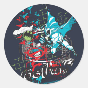 Adesivo Redondo Batman Gotham Guardian Lineart Collage