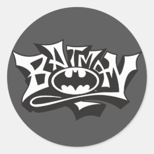 Adesivo Redondo Batman   Logotipo do nome do Grafite