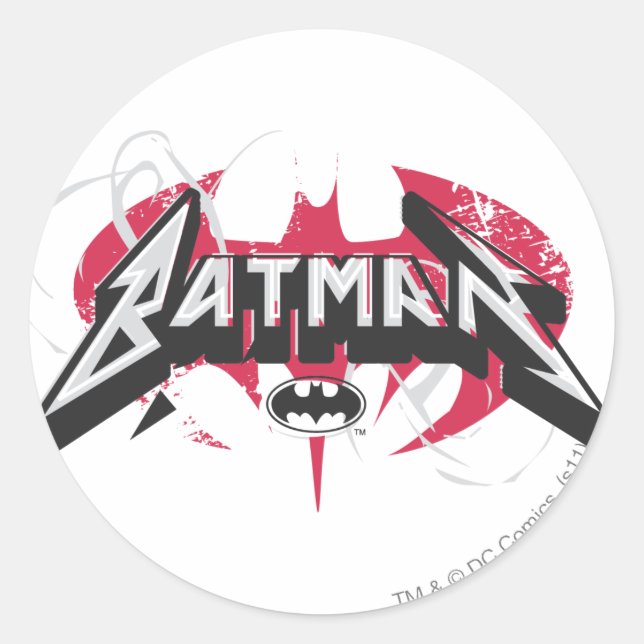 Adesivo Redondo Batman | Logotipo vermelho e preto (Frente)