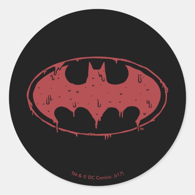 Adesivo Redondo Batman | Logotipo vermelho Oozing (Frente)