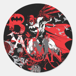 Adesivo Redondo Batman Red and Black Collage
