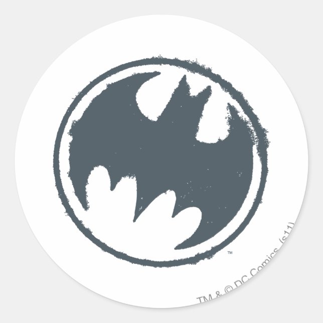 Adesivo Redondo Batman Symbol | Gray Grunge Logo (Frente)