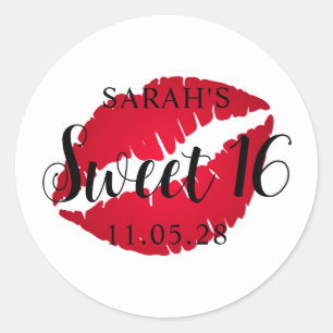 Adesivo Redondo Batom Ombre Vermelho Sweet 16