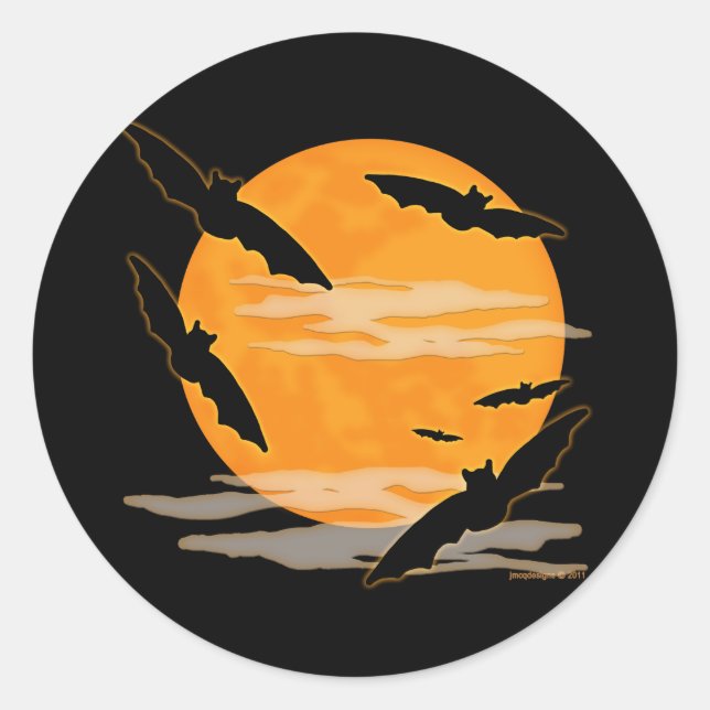 Adesivo Redondo Bats de Halloween de Lua Completa (Frente)