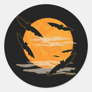Adesivo Redondo Bats de Halloween de Lua Completa