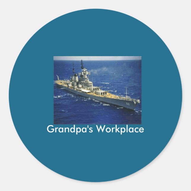 Adesivo Redondo Battleship Uss New Jersey  (Frente)