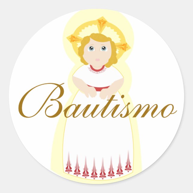 Adesivo Redondo "Bautismo" Sticker-Personalizar (Frente)