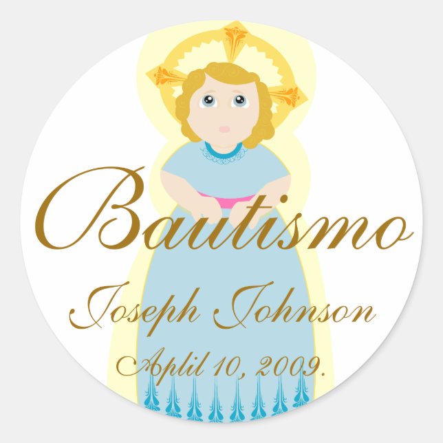 Adesivo Redondo "Bautismo" Sticker-Personalizar (Frente)