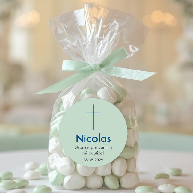 Adesivo Redondo Bautizo Católico Batismo Christening e Favor (Criador carregado)