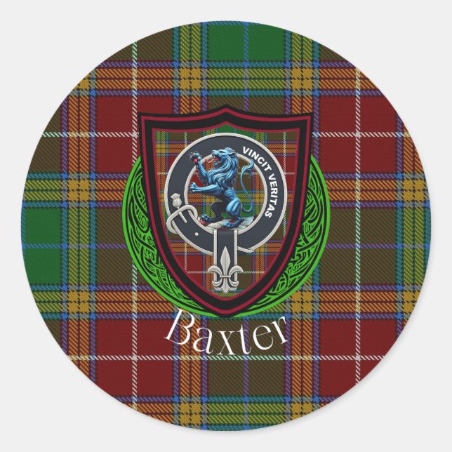 Adesivo Redondo Baxter Scottish Clan Tartan & Crest (Frente)