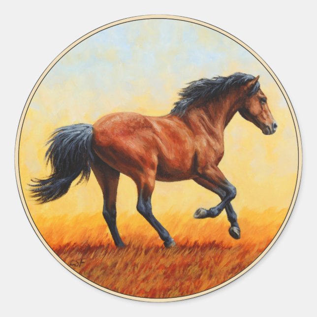 Adesivo Redondo Bay Horse Galloping (Frente)