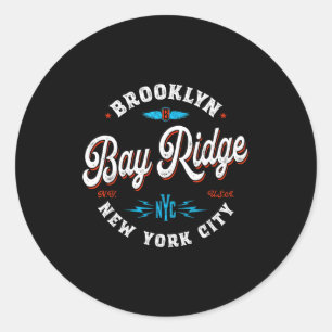Adesivo Redondo Bay Ridge Brooklyn Nova York Gráfico Retro Vintage