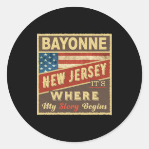 Adesivo Redondo Bayonne Nj É Onde Minha História Começa