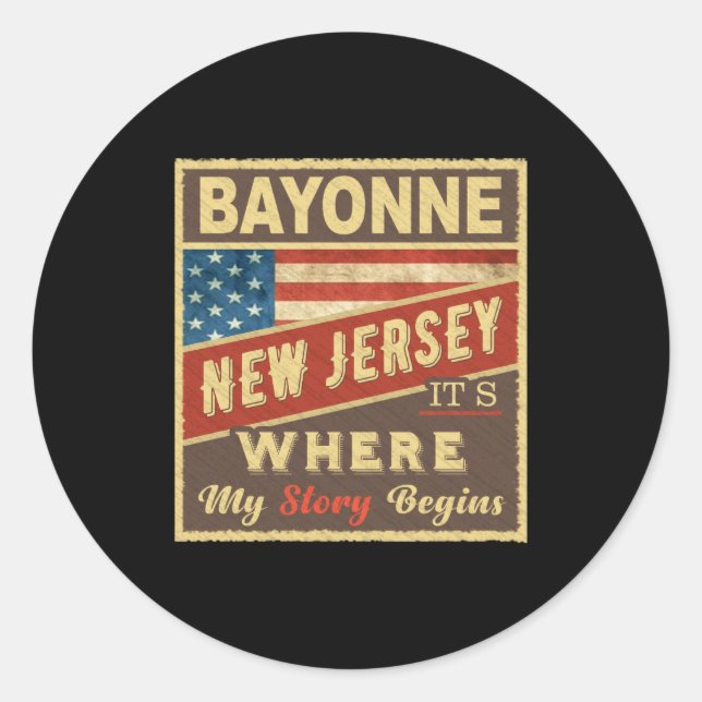 Adesivo Redondo Bayonne Nj Its Where My Story Begins  (Frente)