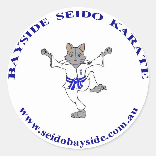 Adesivo Redondo Bayside Cat em Seido Gi Sticker (Frente)