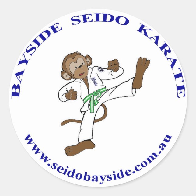 Adesivo Redondo Bayside Macaco no Seido Gi Sticker (Frente)