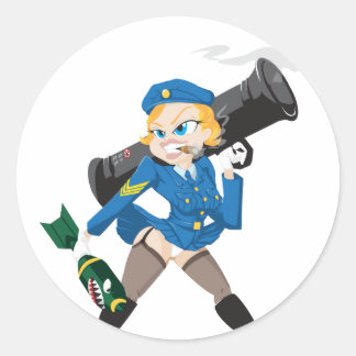 Adesivo Redondo Bazooka Girl Sticker