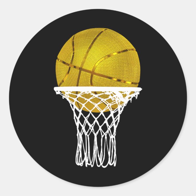 Adesivo Redondo Bball Troféu Dourado de basquetebol Homens Present (Frente)